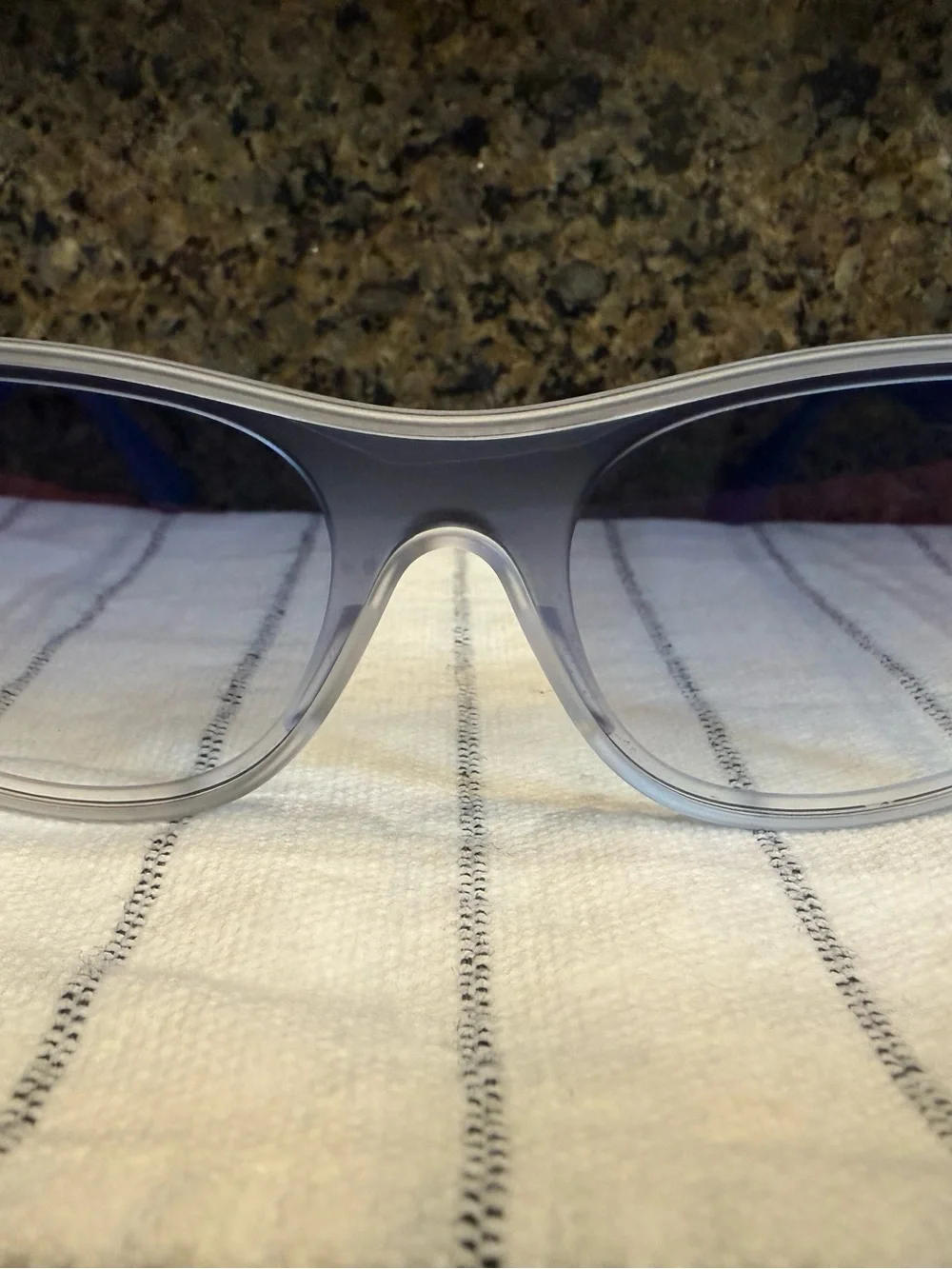 Ray-Ban Transparent Frame Sunglasses with blue Gradient Lenses